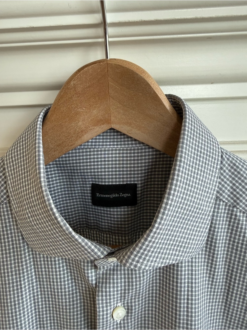 Ermenegildo Zegna Gray Micro-Check Dress Shirt